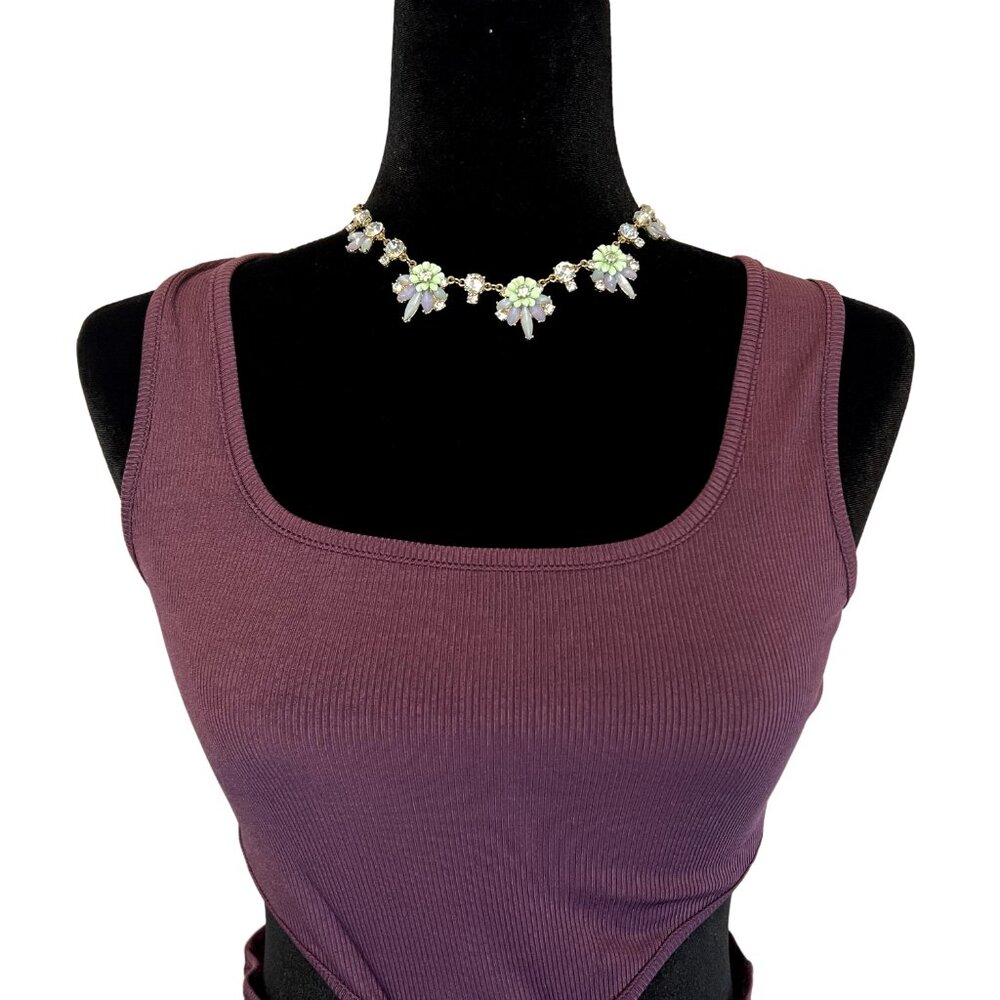 Pretty Garden Midi Bodycon Dress Casual Slit Sleeveless Cut Out Tank Medium